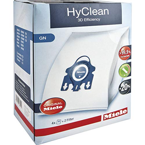 Miele Original AirClean 3D Efficiency GN Vacuum Cleaner Bags, for Miele Complete C2, Complete C3, Classic C1, S8, S5, and S2 Vacuum Cleaners