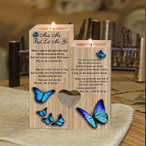 Blue Butterfly, Candle Holder Wood, Miss Me But Let Me Go, Memorial, Pray #TOP26