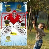 Ice Hockey Toss Games Decorations Banner Backdrop Background Theme Decor for Indoor Outdoor Fans Party Props Flag Supplies Favors
