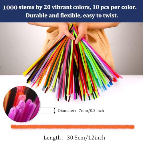 Image of Pipe Cleaners, Pipe Cleaners Craft, Arts and Crafts, Crafts, Craft Supplies, Art Supplies (1000 Dark Green Pipe Cleaners)