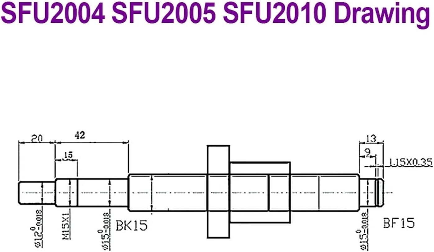Ballscrew SFU2010 1000-2000mm Roller Screw with Single Ball Nut Dia 20mm Pitch 4mm 5mm 10mm 1Pcs(1950mm)