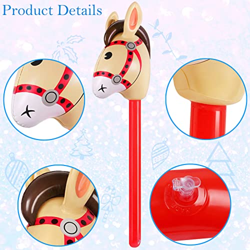 2Pcs Inflatable Stick Horse - Inflatable Horse Head On Stick Horse Costume Pony / Halloween / Western Cowboy / Horse Baby Shower Birthday Party Decorations Supplies Favors , 37 Inches (Red) #TOP2