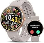 Smart Watch pour les femmes hommes, Smartwatch pour iPhone & Android Bluetooth (Réponse / Appel), Fitness Tracker veille de sommeil avec 110 Modes sportifs IP68 Imperméable (Caramel Gold)