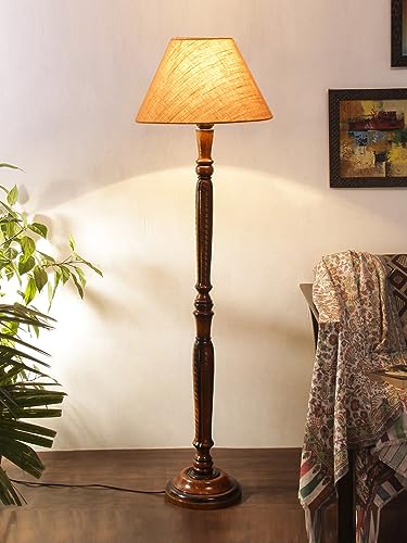 Image of Devansh Beige Jute Conical Wooden Floor lamp -23