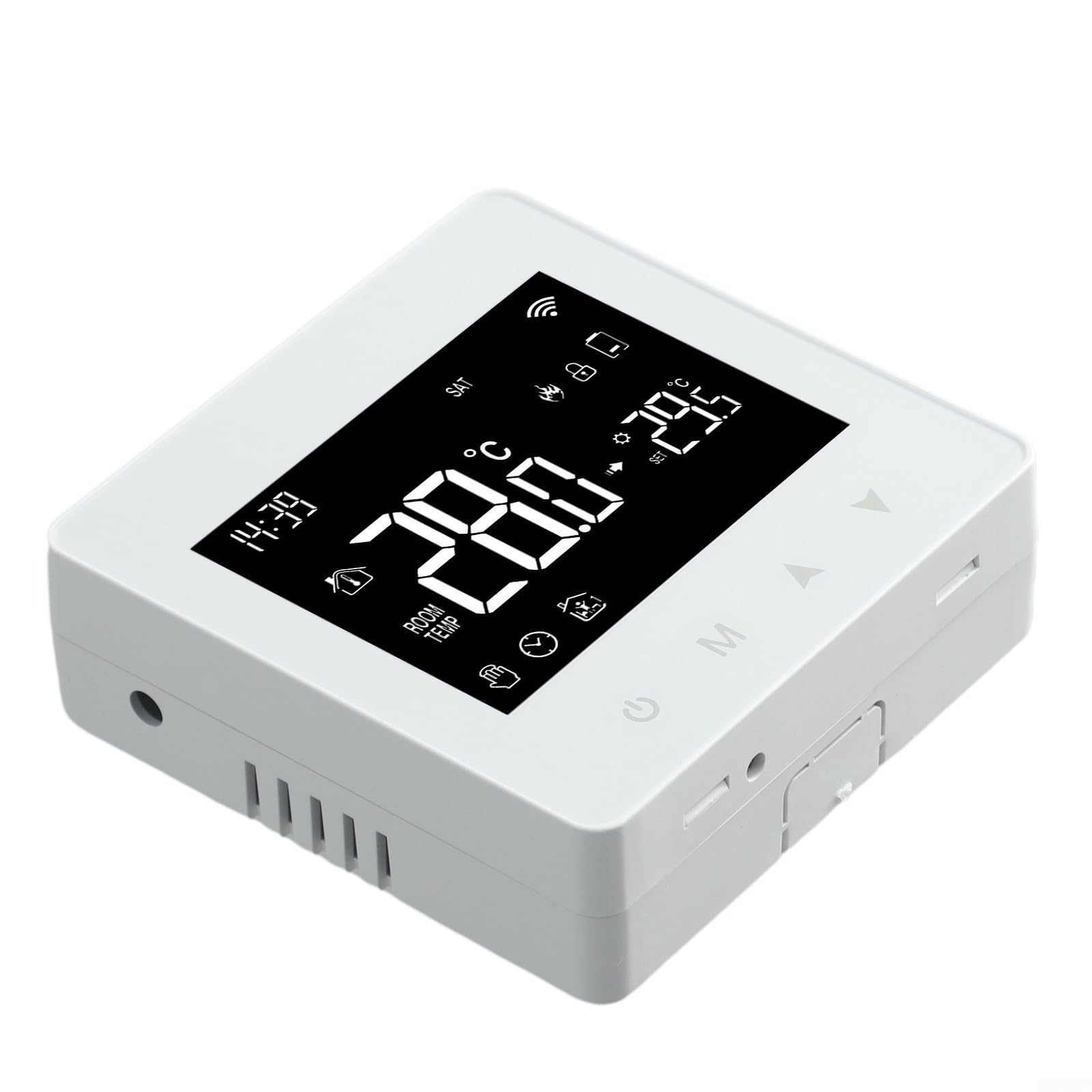 Thermostat Wi-Fi intelligent pour application Tuya, alimenté par piles, programmable hebdomadaire avec 6 fenêtres de temps, compatible avec chauffe-eau à gaz et eau, protection antigel, sécurité