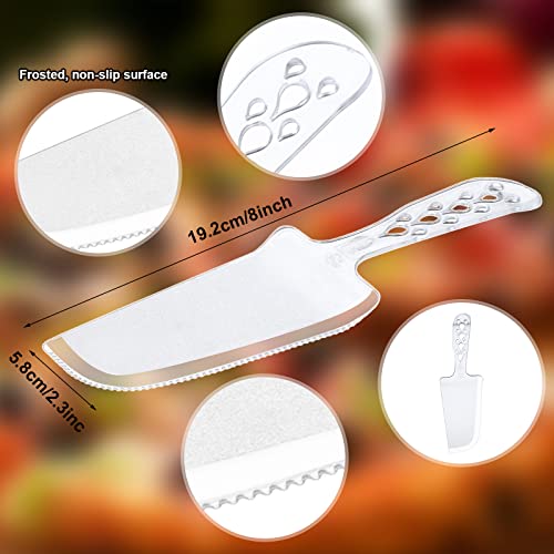 50 Pcs Disposable Plastic Cake Cutter And Server Clear Cake Plastic Server Cutter Plastic Cake Server Cutting For Pie Tart Cake Dessert Pizza Pastry, Baking Cutter Holder Transfer For Kitchen Wedding #TOP1