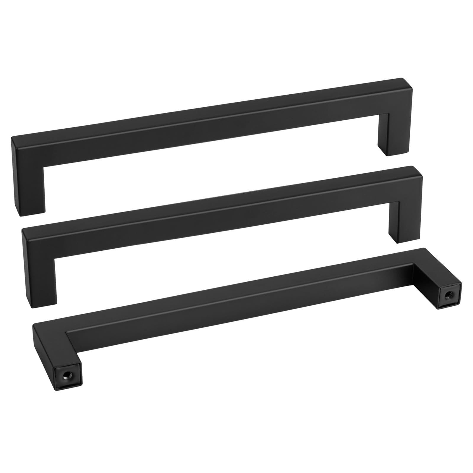 Goldenwarm 100 Pack 8-4/5 Inch Black Cabinet Handles Matte Black Drawer Pulls Stainless Steel Cabinets Hardware Square Bar Modern for Kitchen Bathroom