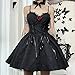 Women Goth Spaghetti Strap Mini Dress Print Rose Lace Black Punk Dress Y2K Fairy Grunge Backless Emo Party Dress Alt Clothes