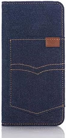 Eazzzy For iphone6s 4.7 Cowboy Denim Jeans Canvas Leather Flip Case With Card Slot Back Cover Wallet Case(Blue)