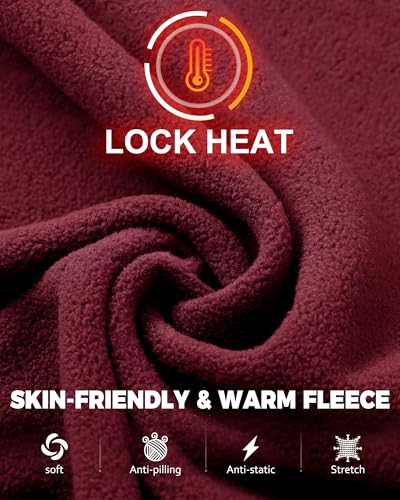 33,000ft Men's Fleece Pullover Warm Half Zip Microfleece Jacket Lightweight Outdoor Sweatshirt Thermal Top with 2 Pockets for Autumn Winter, Hiking, Work, Red L