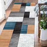 Geometrischer Teppichläufer – rutschfeste Bodenmatte für Flur, extra langes Design