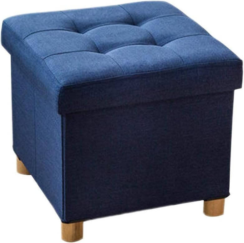 n Stool Folding Footstool with Storage Storage Padded Footstool with 4 Wooden Feet - Creative Shoe Changing Stool