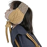 [LONTG] イヤーマフラー イヤーウォーマー 子供用耳あて 防寒イヤーマフ 毛糸編み ニットキャップ 秋冬 耳保護カバー 可愛いヘアバンド ヘッドバンド 女の子 男の子 通園 通学 自電車 バイク 寒さ対策 防寒グッズ プレゼント イエローとカーキ2配色
