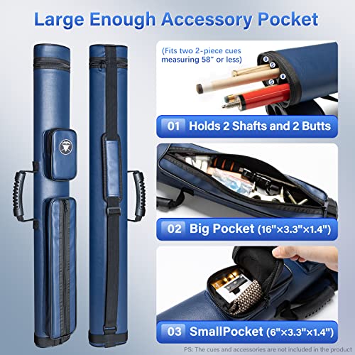 Adhafera Pool Cue Case, 2 X 2 Hard Pool Stick Case, Made Of Faux Leather Billiards Accessories #TOP3