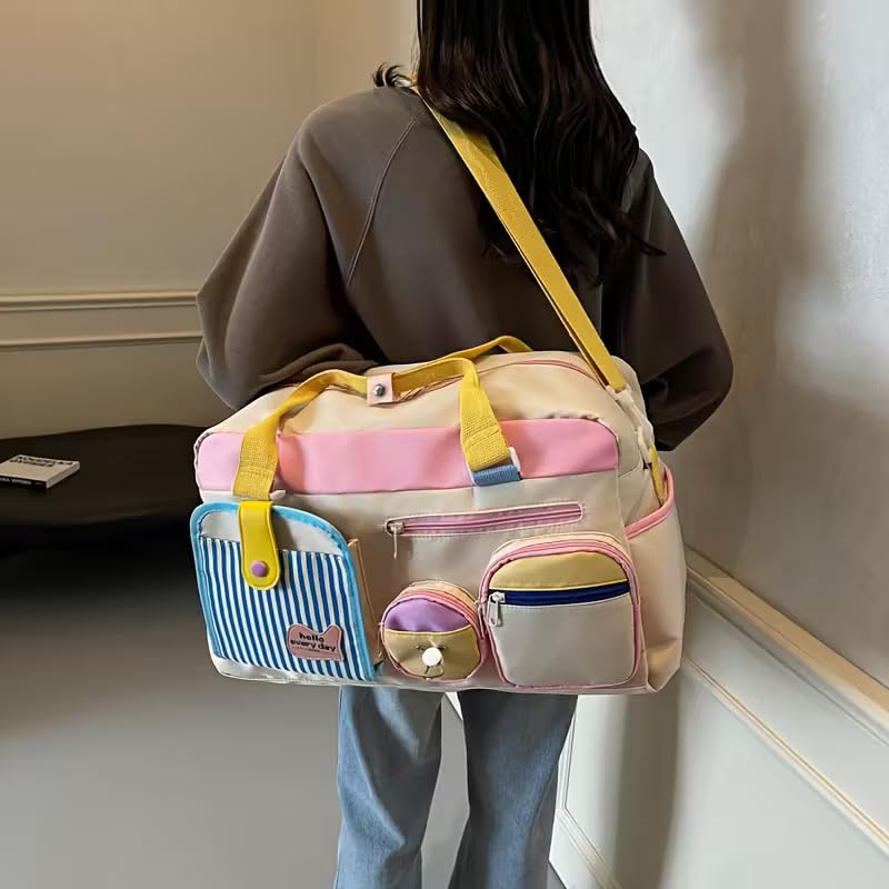 Image of Suicune Lightweight Nylon Duffle Bag Nylon Imported Travel Duffle Bag Multi- Pocket Sports Shoulder Bag for Women