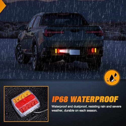 LED Magnetic Trailer Light Kit, 2PCS LED Trailer Light Universal, Running Brake Turn Light, IP68 Waterproof, Adsorbed Magnet, with 24ft Cable 7-pin Plug