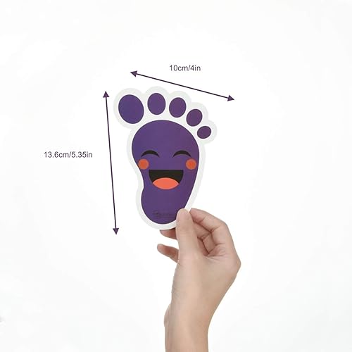 Vista 16 de Beautyflier Calcomanías amarillas de dibujos animados para niños (20 pares), material de PVC impermeable, autoadhesivo, guías de distancia social