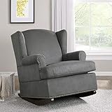 Baby Relax Harlow Wingback Nursery Room Rocker with Nail Heads, Charcoal