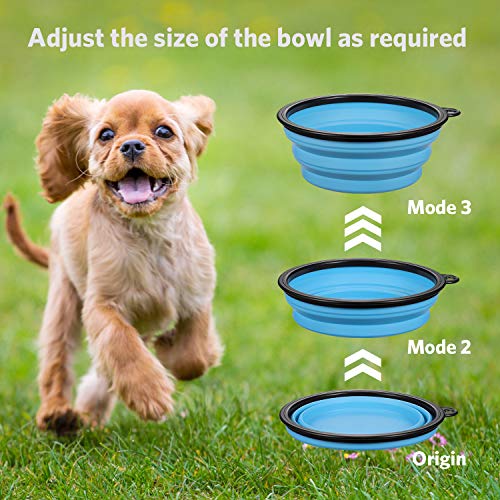 Me.fan Collapsible Dog Bowl Travel Portable Dog Bowl(12Oz) Silicone Foldable Travel Bowl/Pet Food Bowl/Cat Water Bowl/Silicone Pet Expandable Bowls + Carabiners Per Set #TOP3