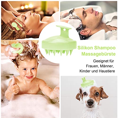 Phantasy® Kopfhaut Massagebürste, Shampoo Silikon Haarbürste für Peeling und Kopfmassage verwendet werden, um die Durchblutung der Kopfhaut zu verbessern, Avocado Grün