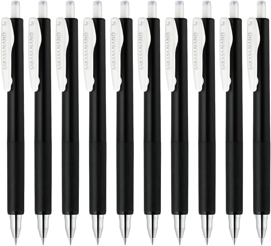 Zebra Sarasa Nano B-JJH72-BK Gel Ballpoint Pen, 0.3mm, Black, 10 Pieces