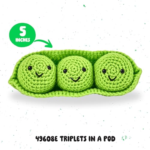 Image of Bucilla Complete Crochet Kit, Triplets in a Pod, 5 inch