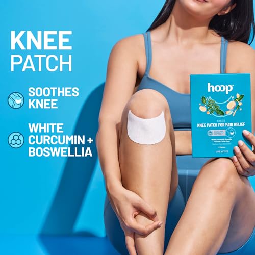Image of hoop Knee Patch for Pain Relief | White Curcumin, Boswellia | 6 Pieces | Curcumin & Boswellia, Knee Curve Design, Flexible Fit