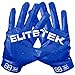 EliteTek Kids RG-14 Super Tight Fitting Football Gloves - Youth Sizes - Easy Slip On Design No Wrist Strap (Blue, Youth M)