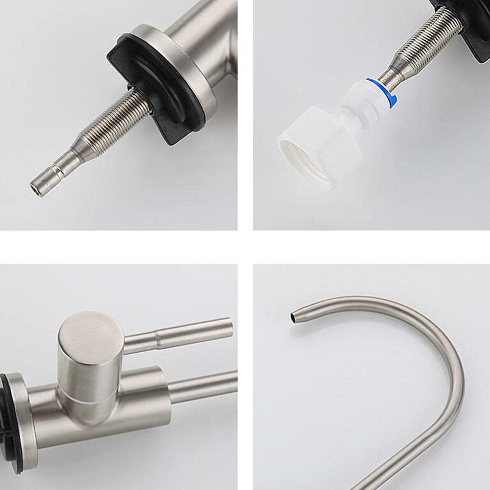 Grifo con Filtro de Agua, Agua Potable Recta, Acero Inoxidable, Cepillado, con un Solo Orificio, Solo Agua fría, Grifo de Cocina