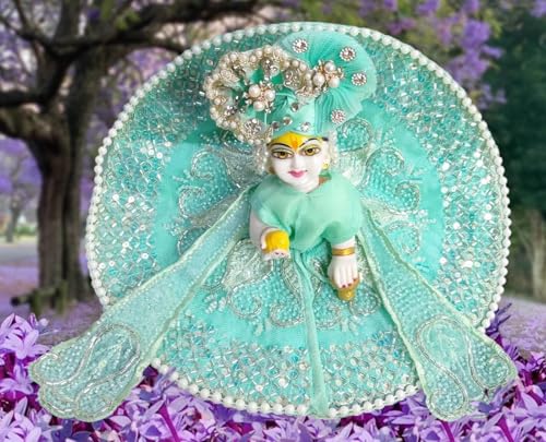 Image of Partish Laddu Gopal Heavy Janamashtmi Poshak with Pagdi, Patka and Choli (Size 5) l Ladoo Gopal Dress l Bal Gopal l Kanha Ji Thakur Ji Dress(Green)