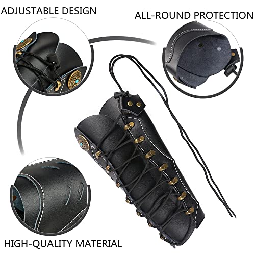Huntingdoor Archery Arm Guards Leather Arm Guard Adjustable Forearm Guard Protective Gear Gauntlet Cuff Medieval Bracers For Hunting Shooting #TOP1