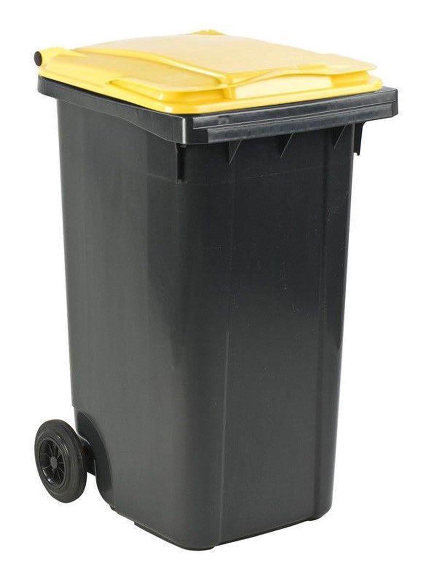 Générique Poubelle 240L Gris avec couvercle jaune