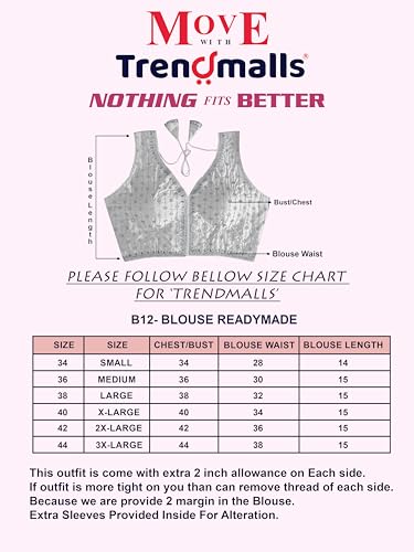 Image of TRENDMALLS Women's Dhupion Silk Embroidery Sequence Work V Neck Sleeveless Blouse Choli Stylish Saree Blouse Ready to Wear