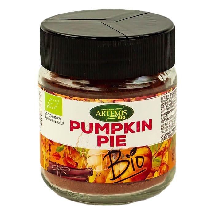 Pumpkin Pie Tarro Grande Artemis Bio 60 g – Mezcla ecológica de especias (canela, nuez moscada, jengibre, clavo y cardamomo), sabor cálido, ideal para postres y bebidas