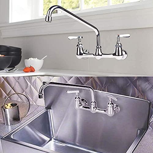 Coolwest 14” Swivel Nozzle Spout Replacement Part For Commercial Kitchen Sink Faucet, Long Swing Nozzle For Faucet Working On 3 Compartment Sinks, Brass Constructed, Chrome Polish #TOP4