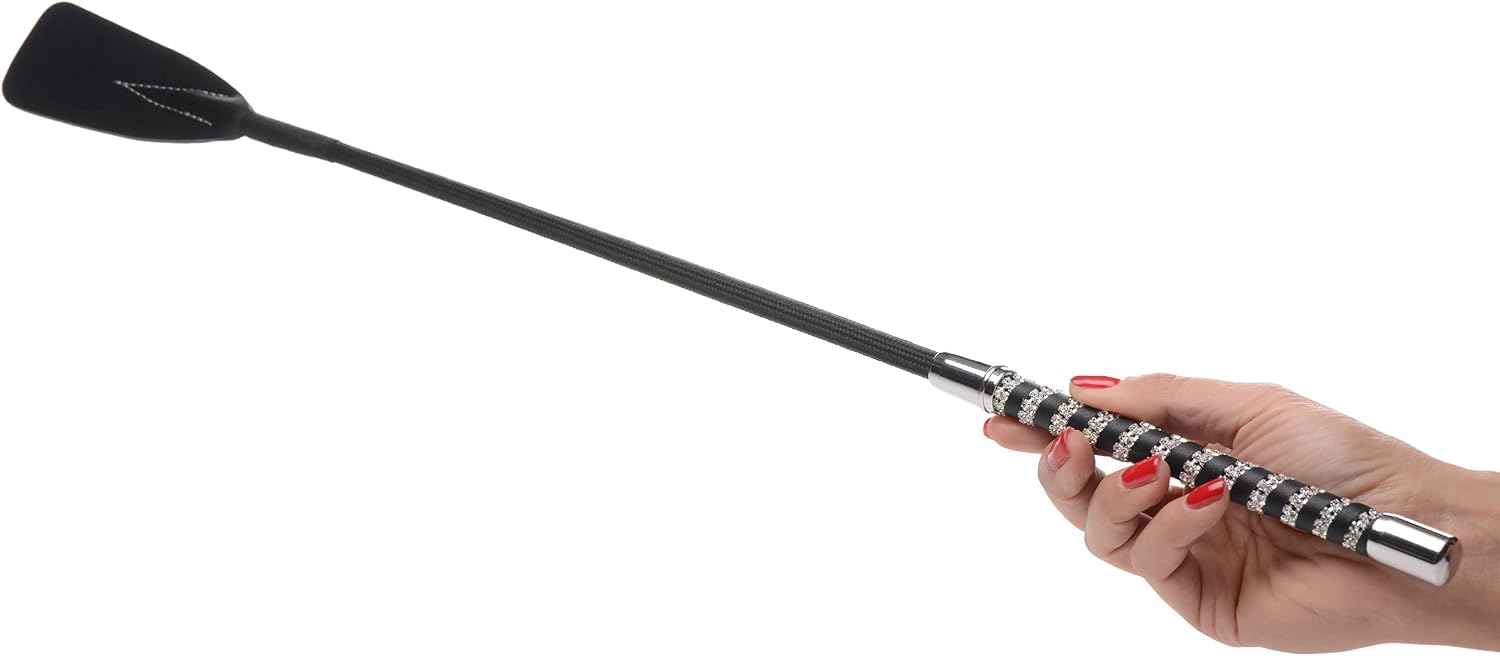 Strict Leather Short Leather Riding Crop with Rhinestone Handle