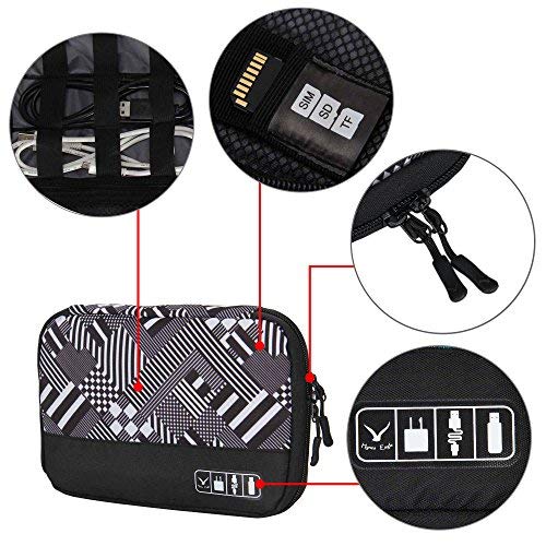 Hynes Eagle Travel Universal Cable Organizer Electronics Accessories Cases for Various USB Phone Charger and Cable Monochrome