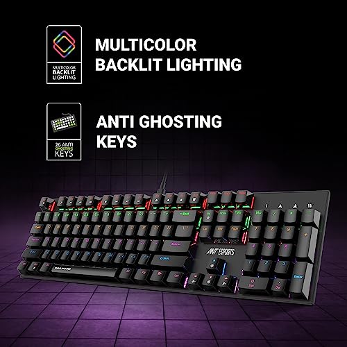 Image of Ant Esports MK3200 V2 Wired Mechanical RGB Backlit Gaming Keyboard with 104 Anti ghosting Keys & Outemu Red Switches-Black