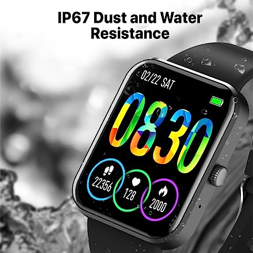 Image of Promate Xwatch-B18 Fitness Smart Watch, 1.8 inch Display Bluetooth Calling, IP67 Water Resistant, Voice Assistant, 15 Days Battery Life, 27 Sports Modes, Real-time HR Monitor, 100+ Watch Faces (Black)