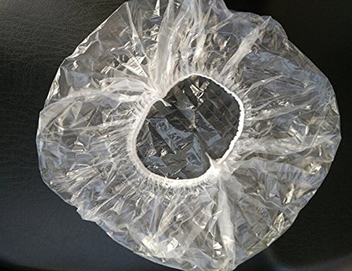 Ewanda store 50 Pcs Waterproof Disposable Clear Plastic Shower Caps Extra Thick Large Bath Caps White