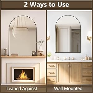 Mirrorons 36 x 24 Inch Black Large Arched Mirror for Bathroom Vanity Mirror Arched Wall Mirror with Metal Frame Decor Modern Dresser Mirror for Bedroom Living Room Entryway Shatterproof