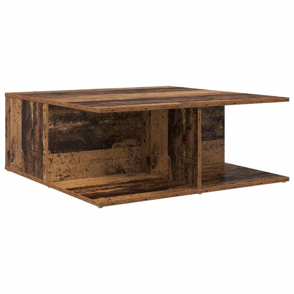 Tavolino da salotto in legno ingegnerizzato legno antico 80 x 80 x 31 cm con 2 cassetti e ripiano, mobiletto contenitore salvaspazio per soggiorno, camera, ufficio