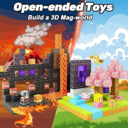 Image of 54pcs Magnetic Building Blocks for Kids - STEM Construction Toy Set for Boys & Girls Ages 3+ Mine-Themed Sensory Magnetic Cubes - Educational Gifts for Kids