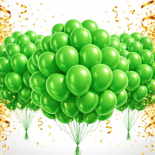 Green Balloons 100 Pack, 12 Inch Latex Party Balloons, Round Helium Light Green Balloons for Birthday Jungle Themed Bridal Shower Christmas Celebration Decorations