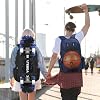 Ronyes Skateboard Backpack, Skateboard Bag,17.3 Inch Laptop Backpack with USB Charging Port, Basketball Longboard Backpack for Sports Travel Blue
