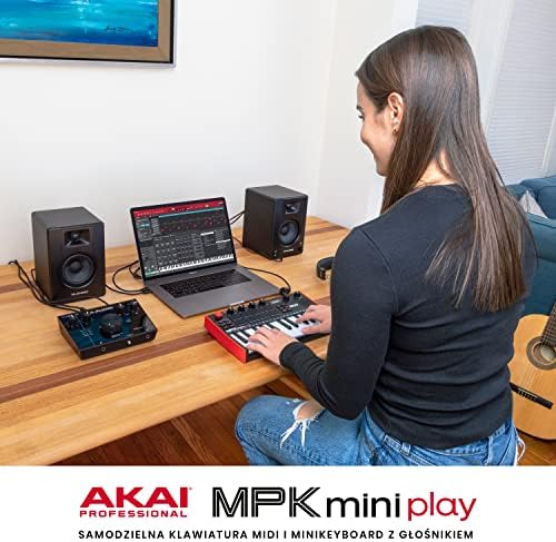 AKAI Professional MPK Mini Play MK3  Kontroler MIDI/keyboard z wbudowanym głośnikiem i brzmieniami z dynamiczną klawiaturą, padami MPC i programami, Czarny