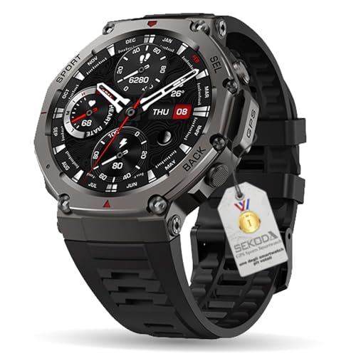 YCYATS Sekoda GPS Smartwatch, Sekoda1.43 Orologio GPS Mappe, Chiamate Bluetooth, Monitor della frequenza cardiaca, 170+ modalità sportive, fino a 15 giorni di autonomia (nero)