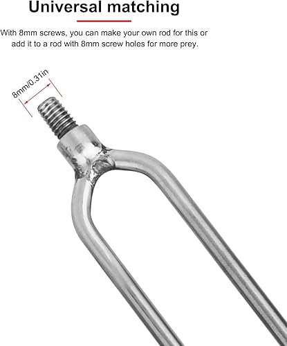 Miniatura 2 de EVTSCAN 4 lanza de pesca de acero inoxidable con 2 puntas, gancho roscado de 0.315 pulgadas para aparejos de pesca al aire libre
