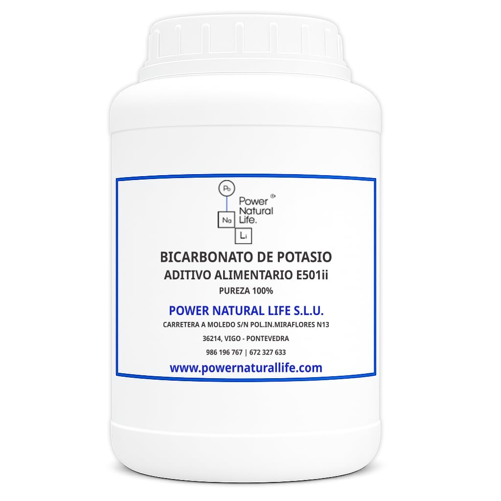 Bicarbonato de Potasio en Polvo 1 kg E501(ii) Power Natural Life Regulador de Acidez Gasificante