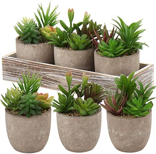 3 Pcs Artificial Succulents Plants Potted Set, Faux Plant Decorative Fake Succulent Plant, Indoor Small Artificial Plants in Pots for Home, House, Office, Desk, Table Decor